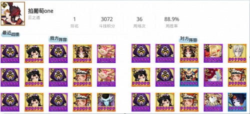 阴阳师10月14日斗技阵容登顶一览