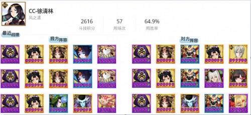 阴阳师10月14日斗技阵容登顶一览