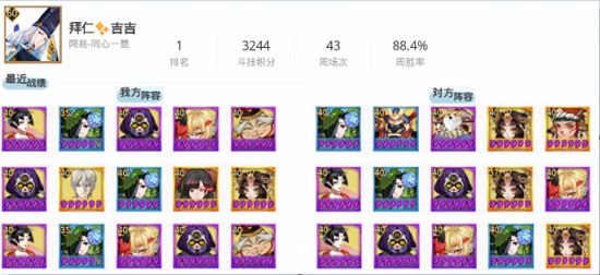 阴阳师8月5日斗技阵容登顶一览