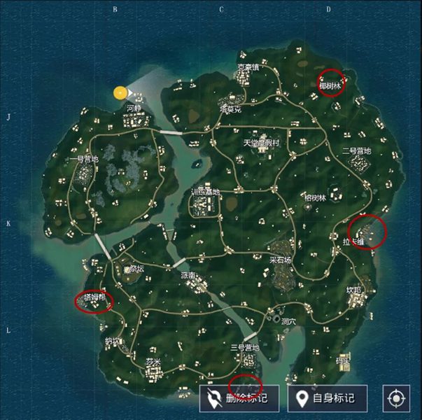 和平精英雨林地图开局落点推荐