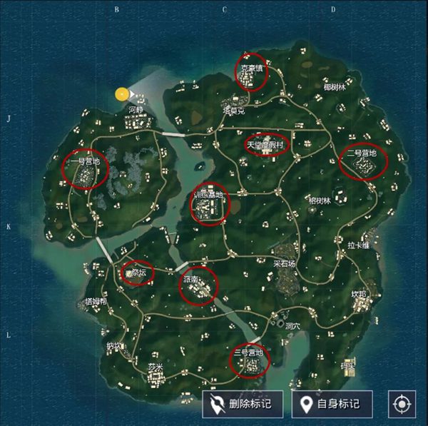 和平精英雨林地图开局落点推荐