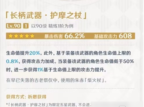 原神护摩之杖突破材料一览