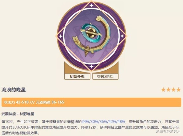 原神流浪的晚星属性解析