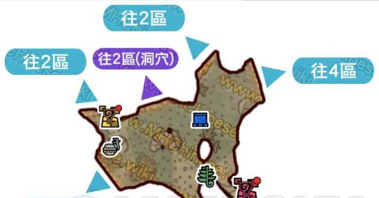 怪物猎人世界古代树森林·3区素材采集点地图