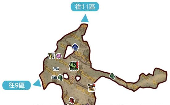 怪物猎人世界古代树森林·4区素材采集点地图