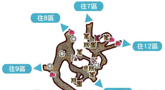 怪物猎人世界古代树森林·10区素材采集点地图
