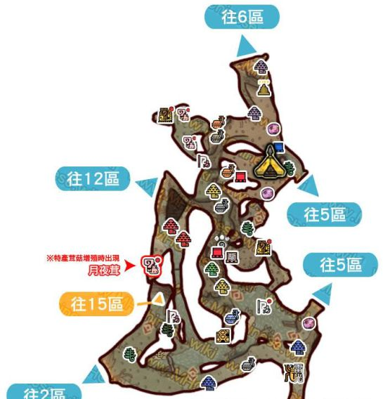 怪物猎人世界古代树森林·11区素材采集点地图