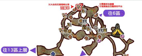 怪物猎人世界古代树森林·17区素材采集点地图