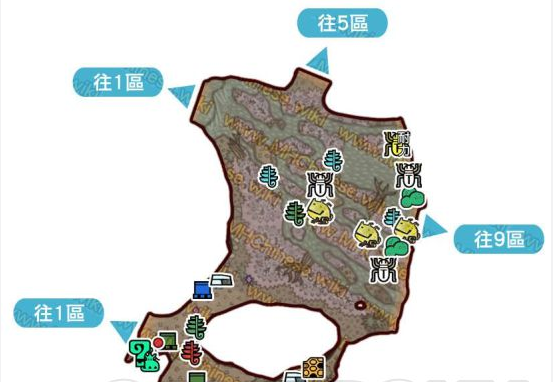 怪物猎人世界大蚁冢荒地·4区素材采集点地图