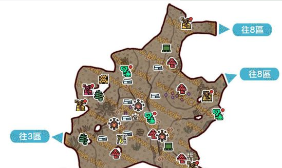 怪物猎人世界大蚁冢荒地·6区素材采集点地图