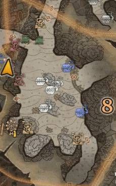 怪物猎人世界​陆珊瑚台地·8区素材采集点地图