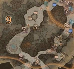 怪物猎人世界​陆珊瑚台地·9区素材采集点地图