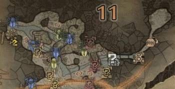 怪物猎人世界​陆珊瑚台地·11区素材采集点地图